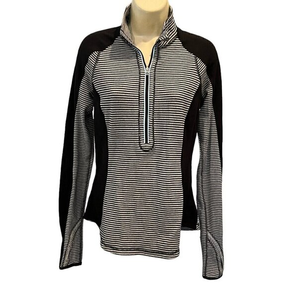 Lululemon Run U-Turn Mini Check Pique Heathered Black White Pullover Top - Picture 5 of 16